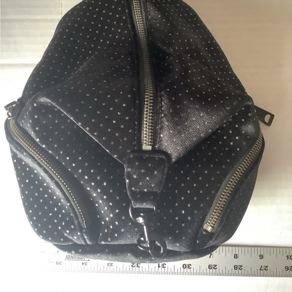 Rebecca Minkoff Julian Convertible Backpack Purse Black Silver Dots